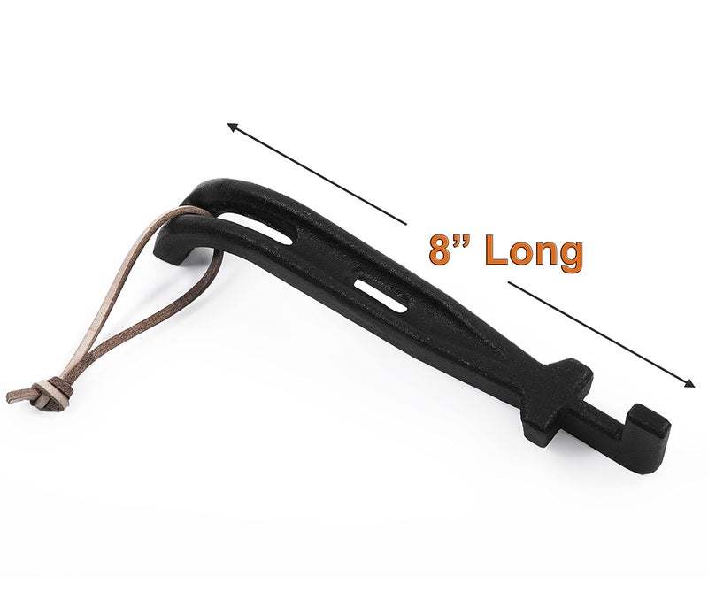 DELSbbq Cast Iron Barbecue Universal Grill Grid Lifter, 8 inch Long hot Surfaces handling Lifter Gripper for Most Charcoal Grills and Gas Grills - Image 3